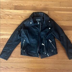 Black Leather Jacket with Silver Accents